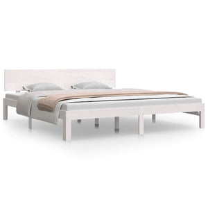 Giroletto-Struttura Letto Bianco in Legno Massello 180x200 cm Super King 394941