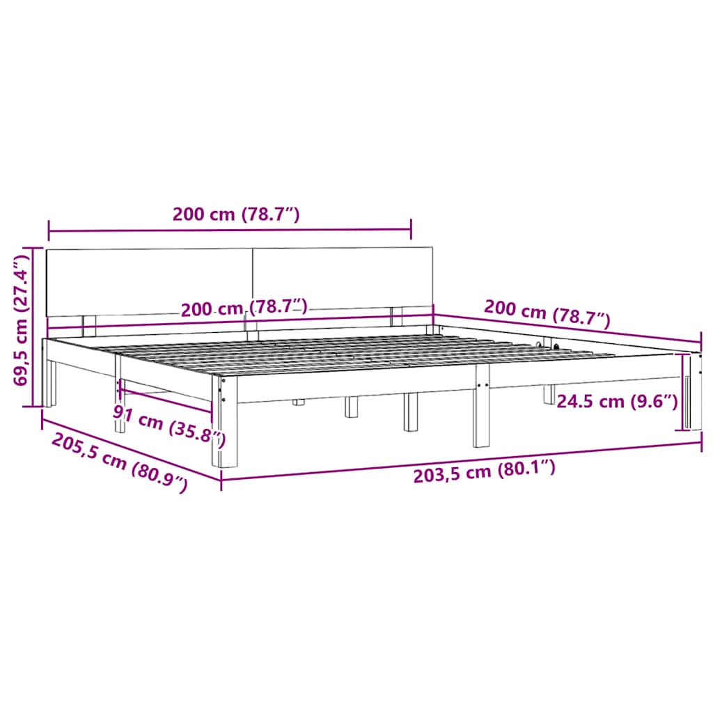 Giroletto Bianco in Legno Massello di Pino 200x200 cm 810516