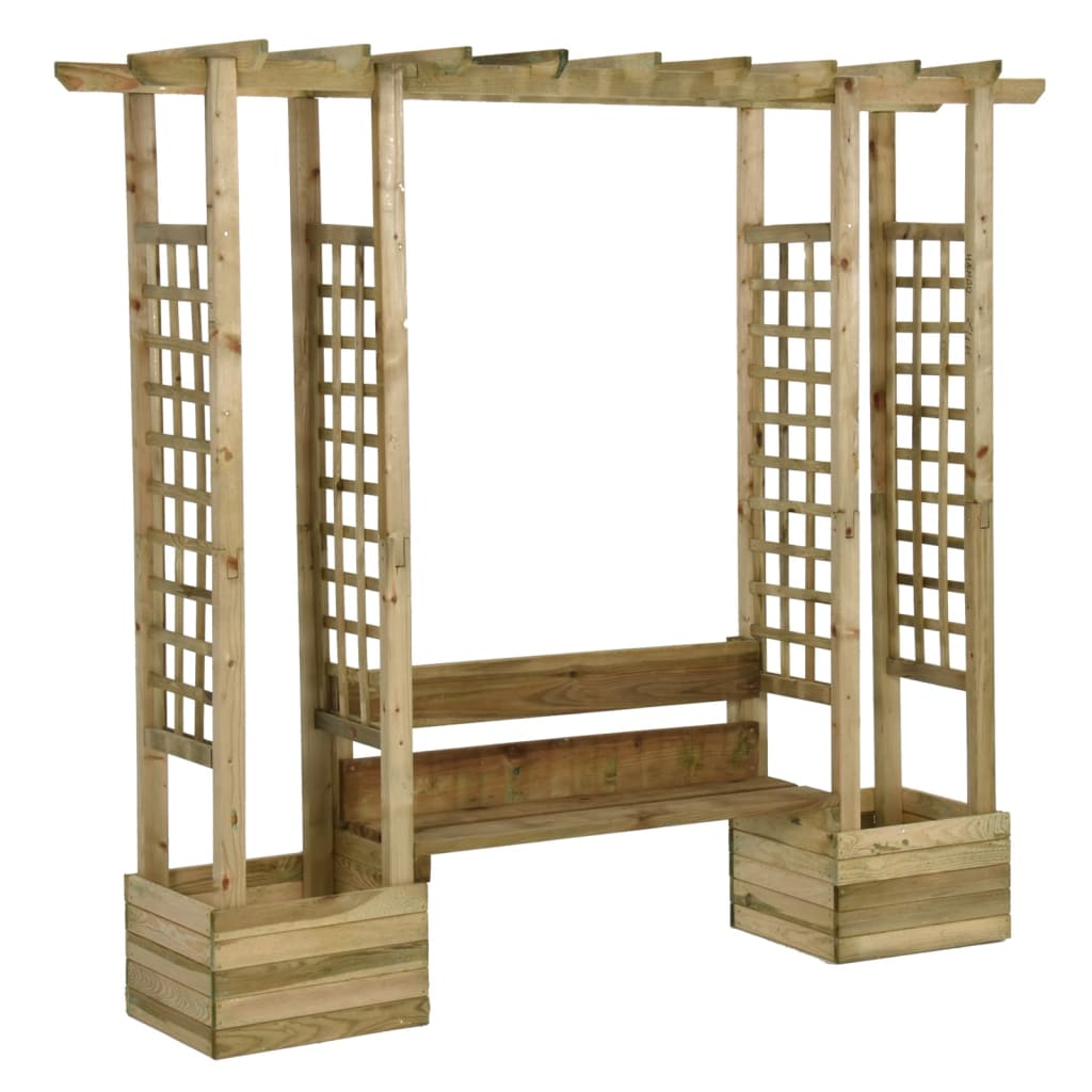 Pergola da Giardino Panca e Vasi Legno Massello Pino Impregnato cod mxl 77767