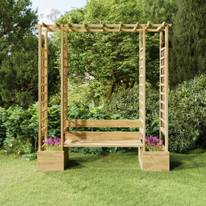 Pergola da Giardino Panca e Vasi Legno Massello Pino Impregnato cod mxl 77767