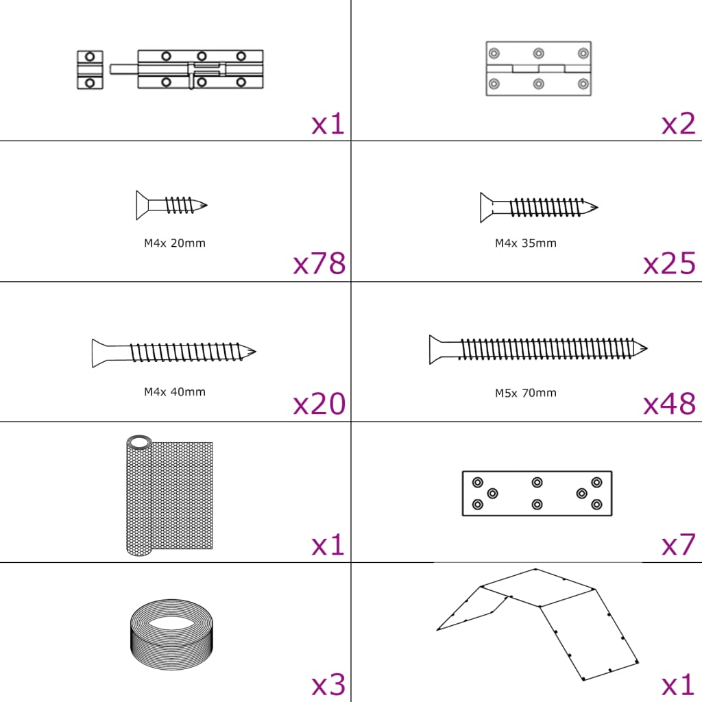 vidaXL Pollaio 268x100x190 cm in Metallo