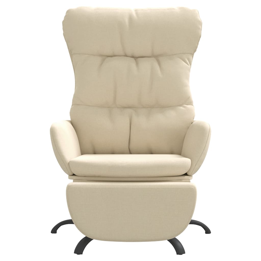 Poltrona Relax con Poggiapiedi Crema in Tessuto 3097596