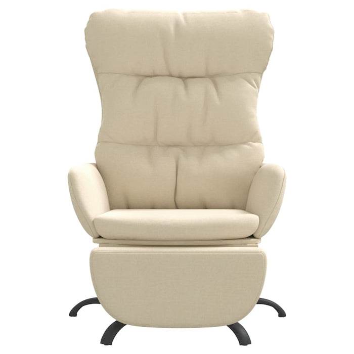 Poltrona Relax con Poggiapiedi Crema in Tessuto 3097596