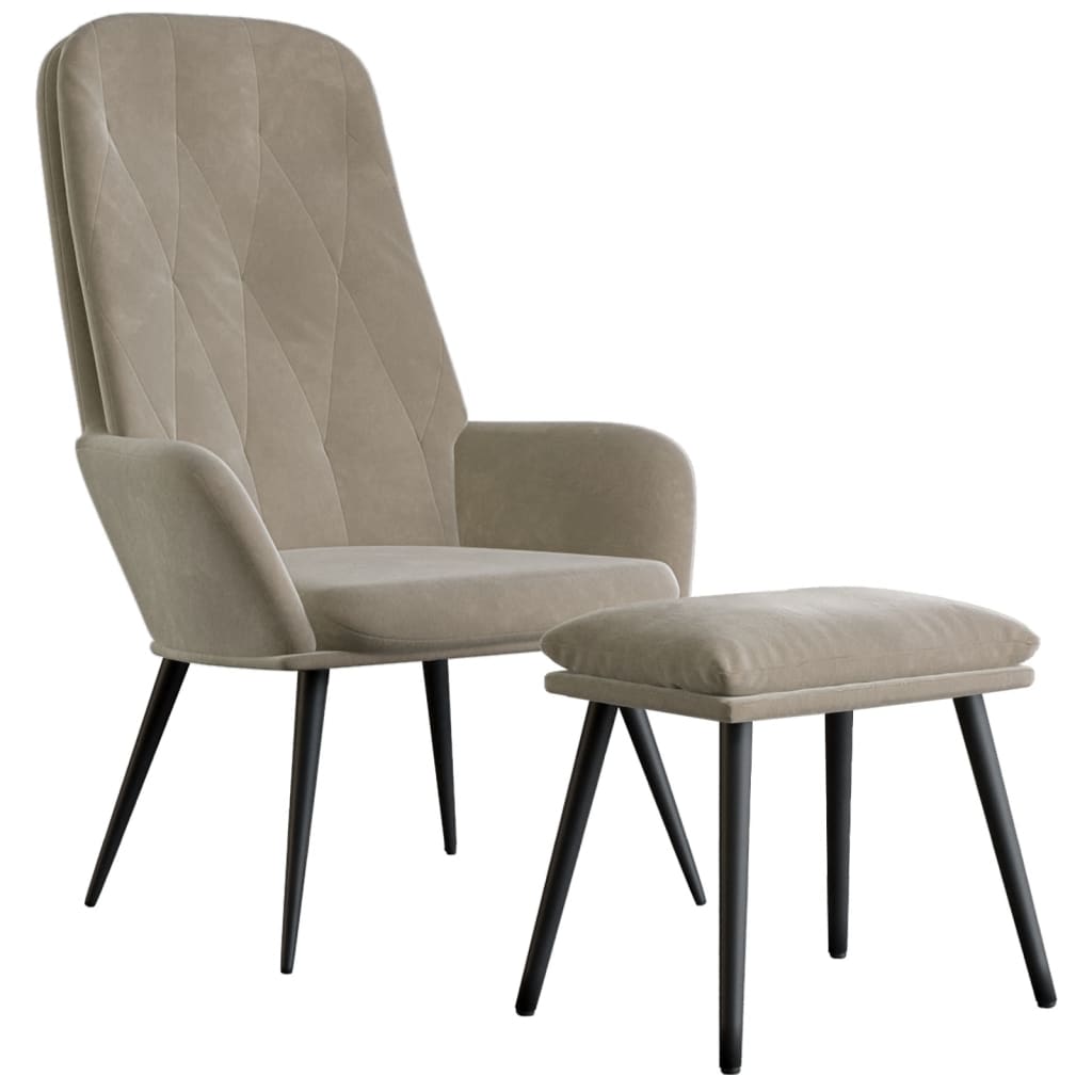 Poltrona Relax con Poggiapiedi Grigio Chiaro in Velluto cod mxl 24566