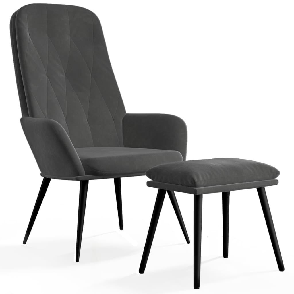 Poltrona Relax con Poggiapiedi Grigio Scuro in Velluto cod mxl 8237