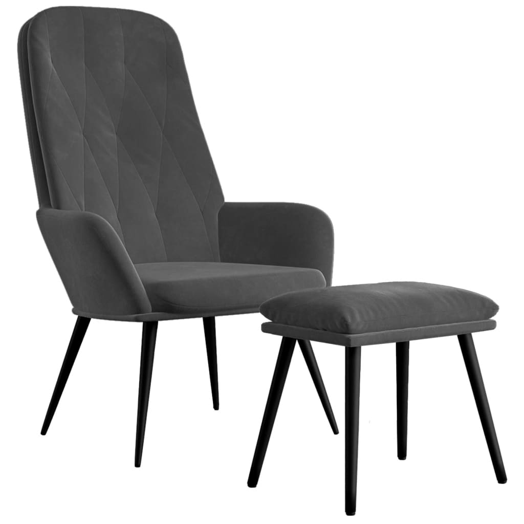 Poltrona Relax con Poggiapiedi Grigio Scuro in Velluto cod mxl 8237