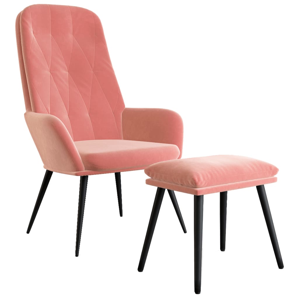 Poltrona Relax con Poggiapiedi Rosa in Velluto cod mxl 14114