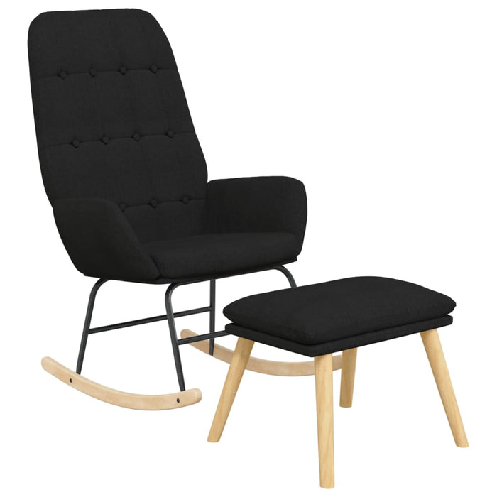 Poltrona a Dondolo con poggiapiedi Nero in Tessuto 3097710