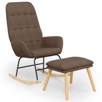 Poltrona a Dondolo con Poggiapiedi Tortora in Tessuto 3097713