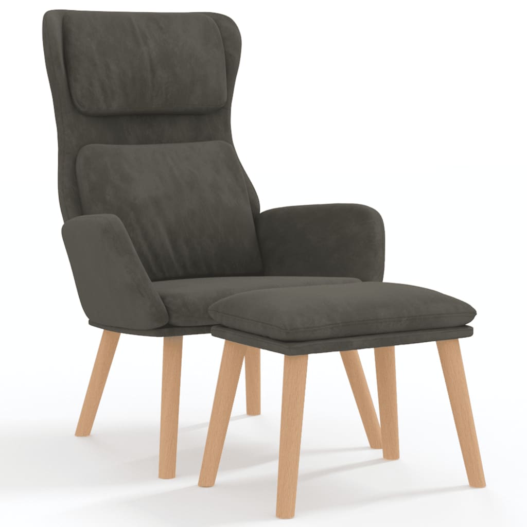 Poltrona Relax con Poggiapiedi Grigio Scuro in Velluto cod mxl 24619