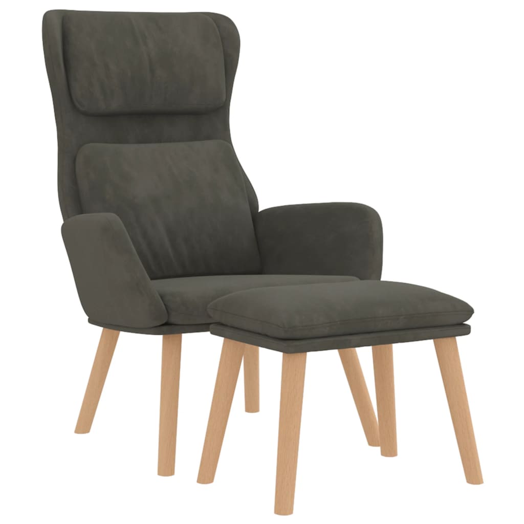 Poltrona Relax con Poggiapiedi Grigio Scuro in Velluto cod mxl 24619