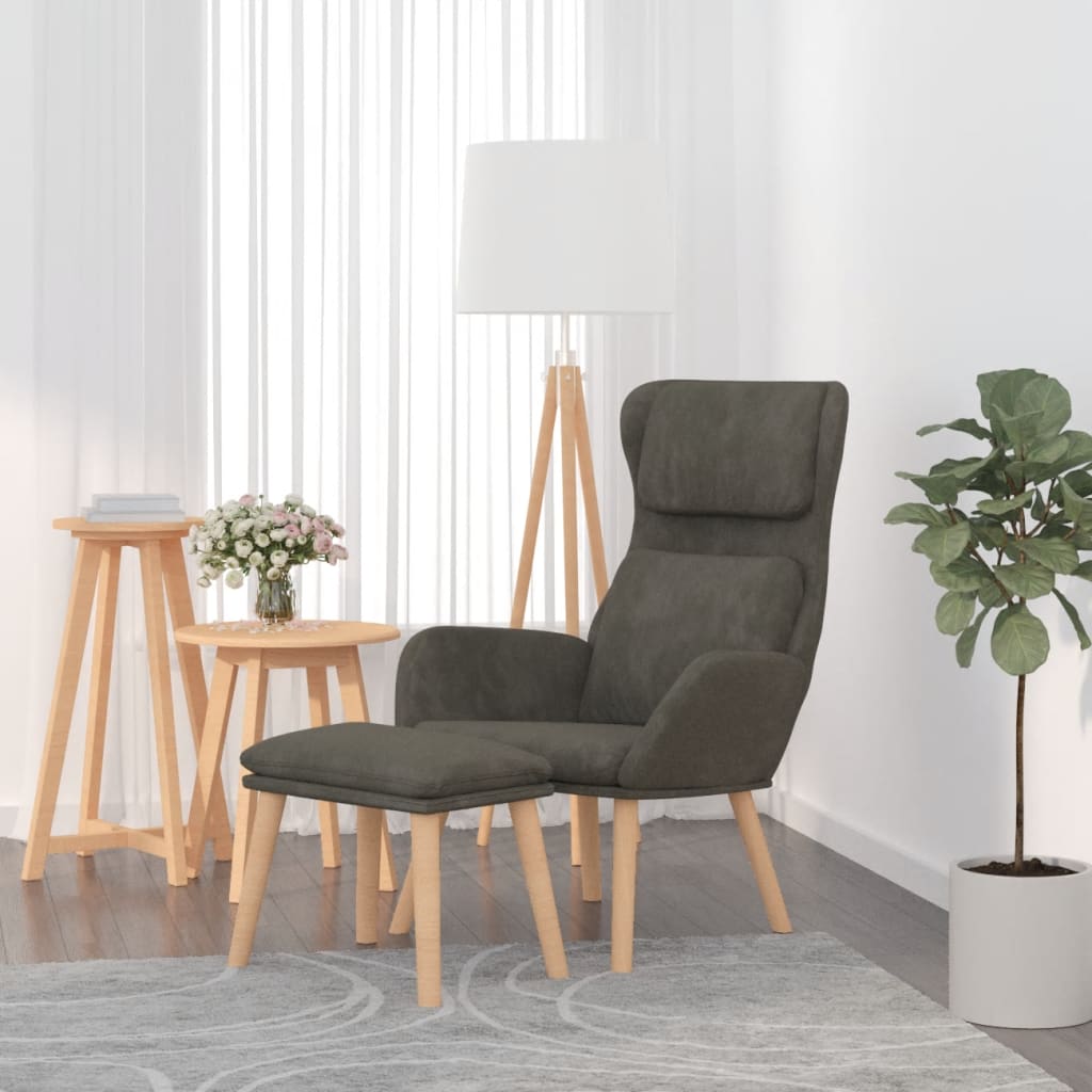 Poltrona Relax con Poggiapiedi Grigio Scuro in Velluto cod mxl 24619