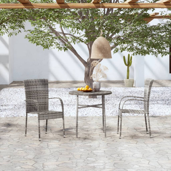 Set Mobili da Pranzo per Giardino 3 pz in Polyrattan Grigio 3098029
