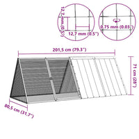 Gabbia per Conigli Antracite 201,5x80,5x71 cm Acciaio Zincato cod mxl 48491
