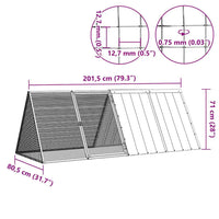 Gabbia per Conigli grigio 201,5x80,5x71 cm Acciaio Zincato