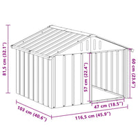 Casetta per Cani Antracite 116,5x103x81,5 cm Acciaio Zincato 171540