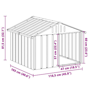 Casetta per Cani Antracite 116,5x103x81,5 cm Acciaio Zincato 171540