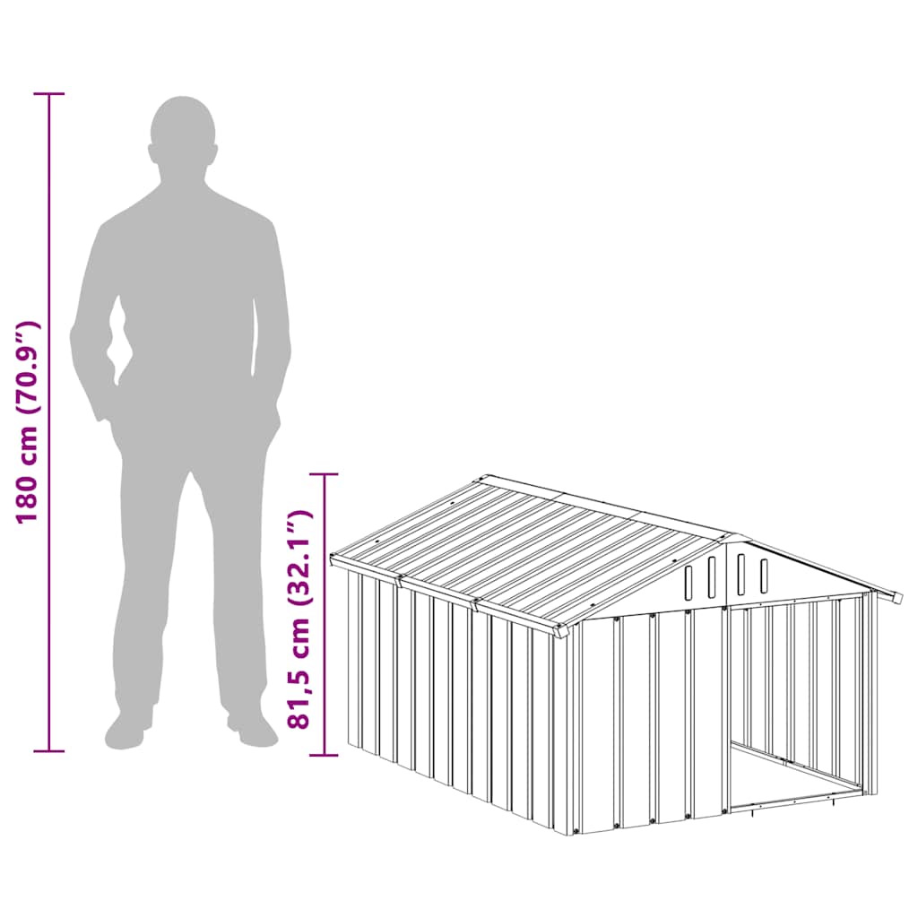 Casetta per Cani Antracite 116,5x153x81,5 cm Acciaio Zincato 171541