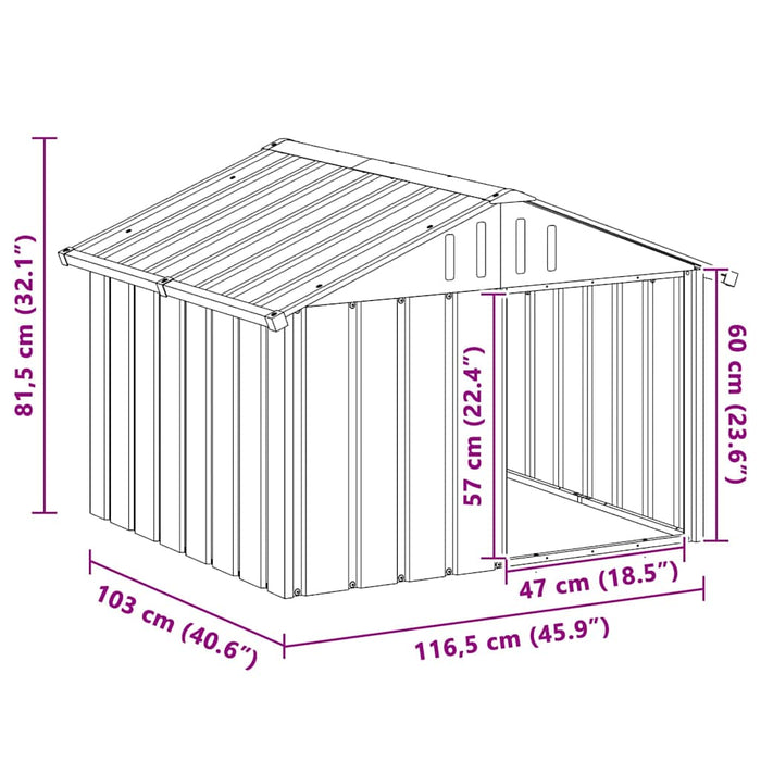 Casetta per Cani grigio 116,5x103x81,5 cm Acciaio Zincato 171542