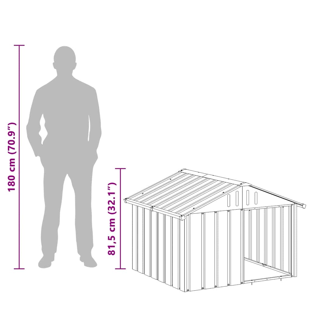 Casetta per Cani grigio 116,5x103x81,5 cm Acciaio Zincato 171542