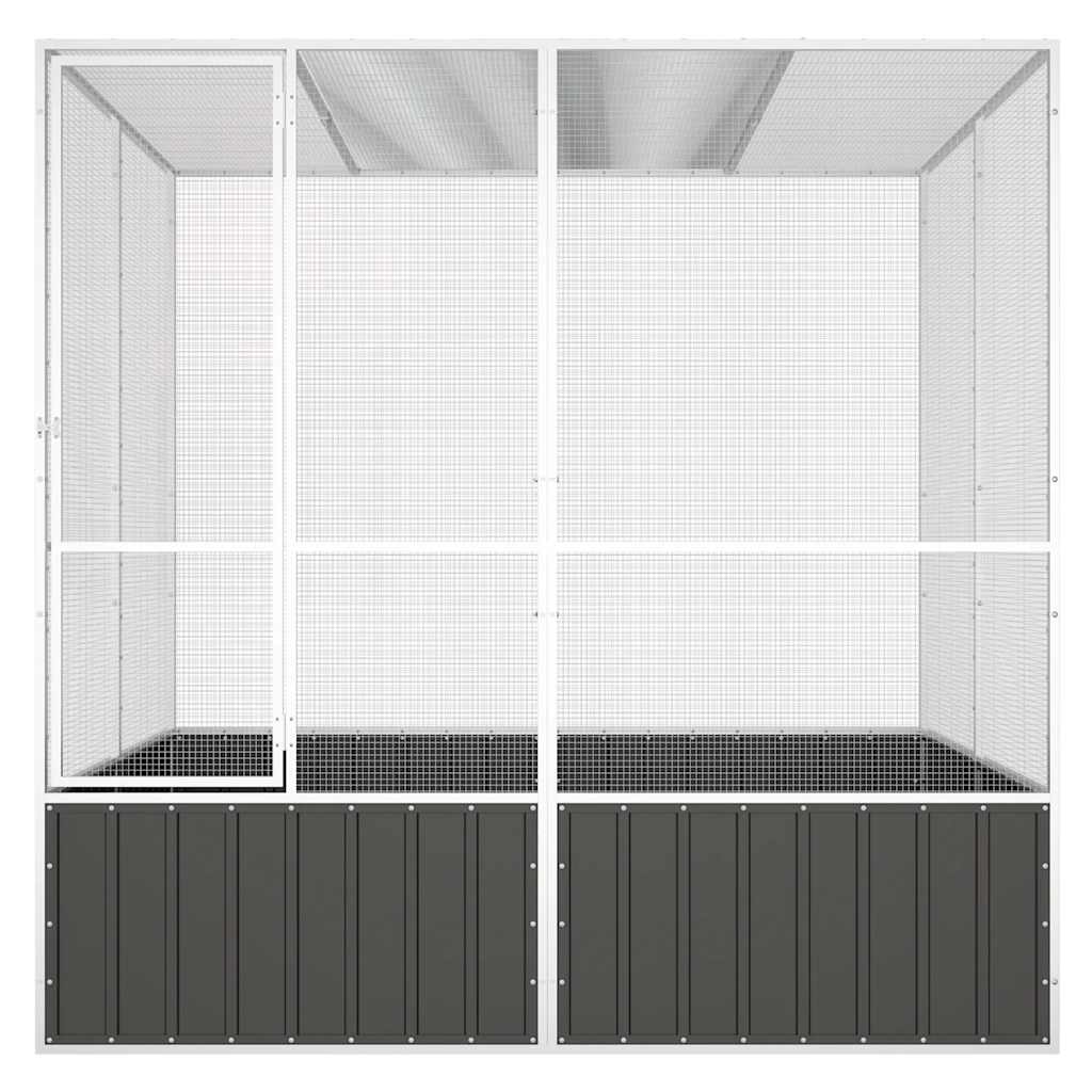 Gabbia Uccelli Antracite 213,5x217,5x211,5 cm Acciaio Zincato