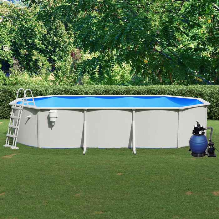 Piscina con Pompa Filtro a Sabbia e Scaletta 610x360x120 cm 3098056