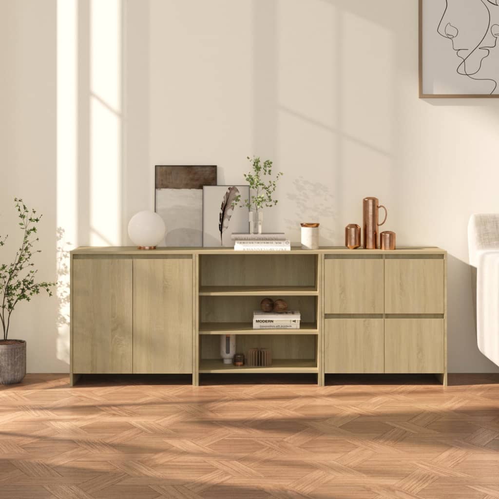 Credenze 3 pz Rovere Sonoma in Legno Multistrato 3098075