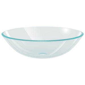 Lavandino con Rubinetto e Piletta a Pressione-Lavabo-Lavello Vetro Temperato 300273