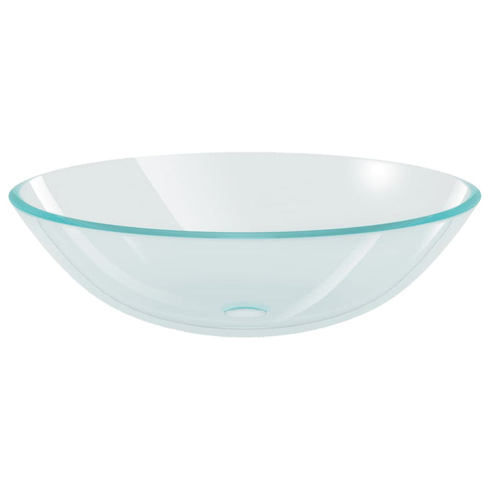 Lavandino con Rubinetto e Piletta a Pressione-Lavabo-Lavello Vetro Temperato 637569