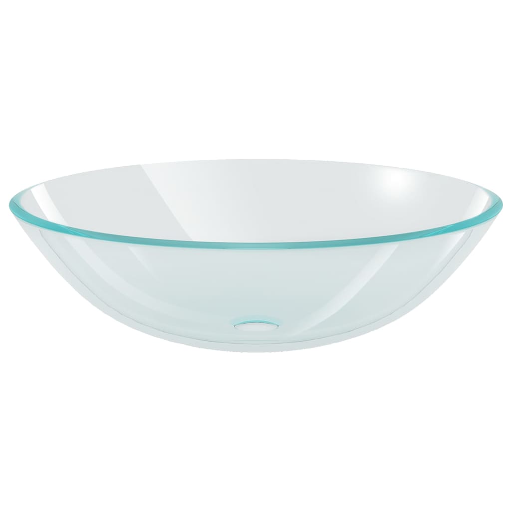 Lavandino con Rubinetto e Piletta-Lavabo-Lavello Vetro Temperato Trasparente 569735