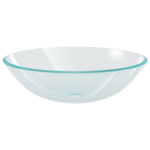 Lavandino con Rubinetto e Piletta-Lavabo-Lavello Vetro Temperato Trasparente 569735