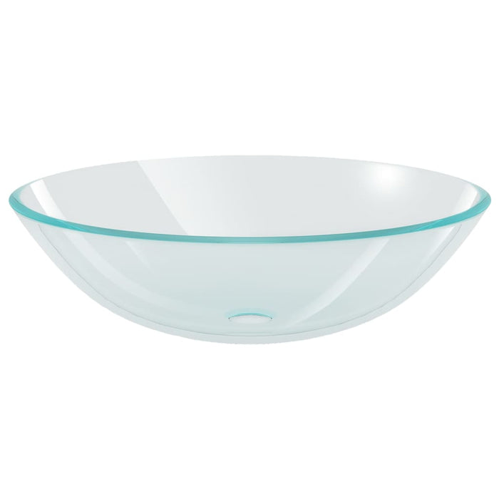 Lavandino con Rubinetto e Piletta-Lavabo-Lavello Vetro Temperato Trasparente 569735