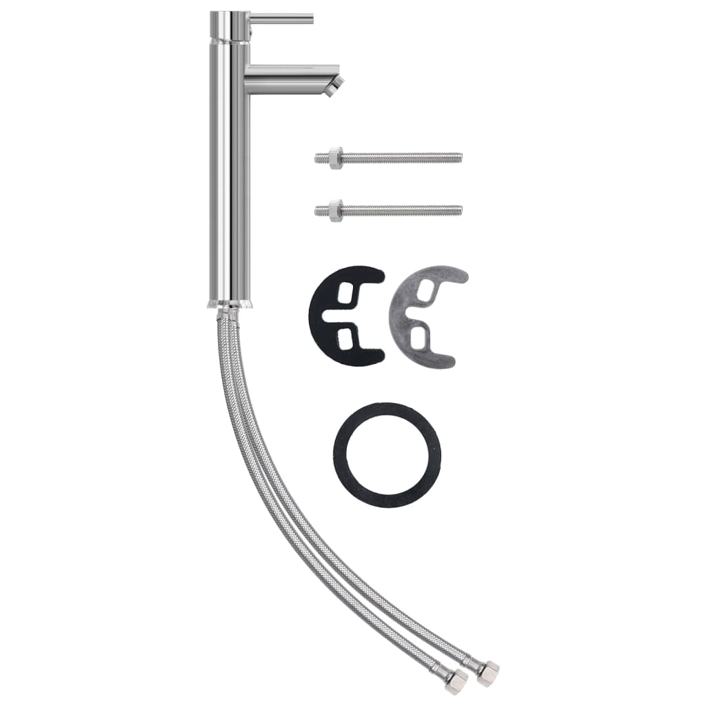 Lavandino con Rubinetto e Piletta in Vetro Temperato Satinato 3098444