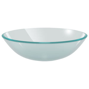 Lavandino con Rubinetto e Piletta-Lavabo-Lavello in Vetro Temperato Satinato 239937