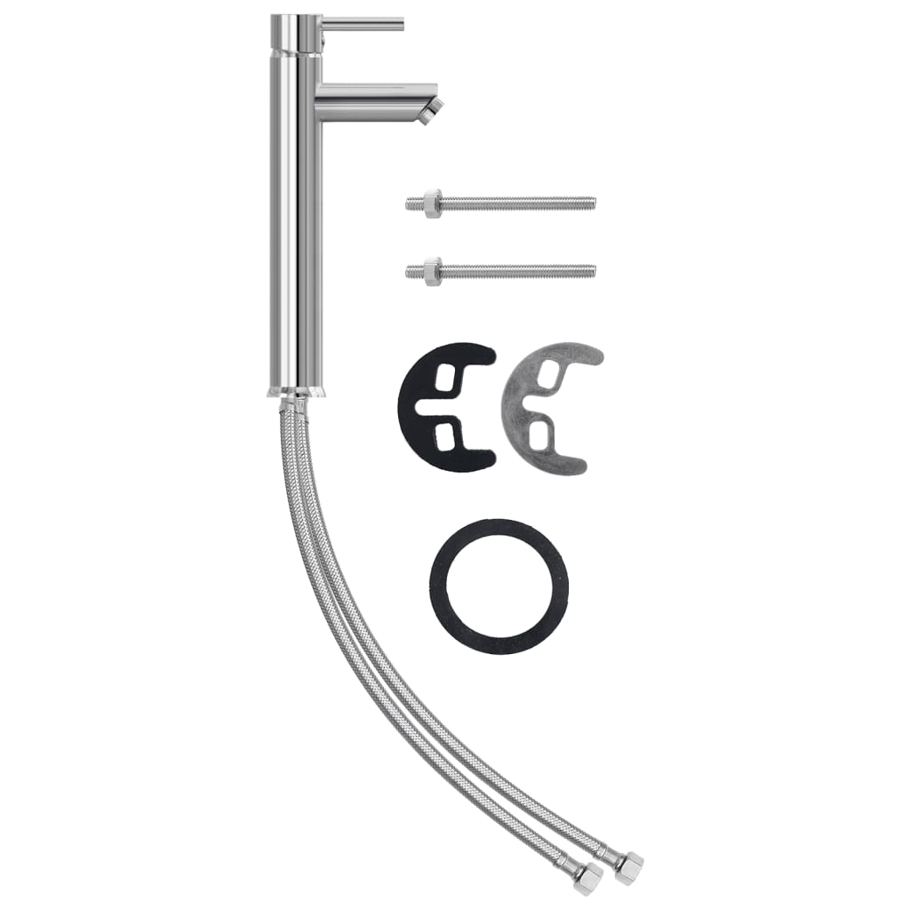 Lavandino Bagno con Rubinetto e Piletta in Vetro Temperato Nero 3098449