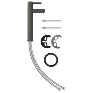 Lavandino Bagno con Rubinetto e Piletta in Vetro Temperato Nero 3098452