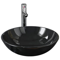 Lavandino da bagno con rubinetto e scarico a saltarello lavabo da appoggio lavabo da bagno lavabo da bagno diametro 42 cm vetro temperato 02_0002858