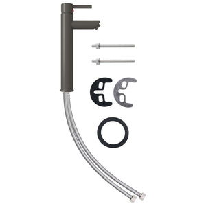 Lavandino con Rubinetto e Piletta in Vetro Temperato Marrone 3098457