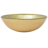 Lavandino Rubinetto e Piletta a Pressione-Lavabo-Lavello Vetro Temperato Oro 269184