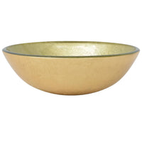 Lavandino Rubinetto e Piletta a Pressione-Lavabo-Lavello Vetro Temperato Oro 284293