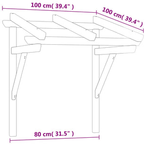 Pensilina per Porta 100x100x100 cm Pino Massello Impregnato cod mxl 15027