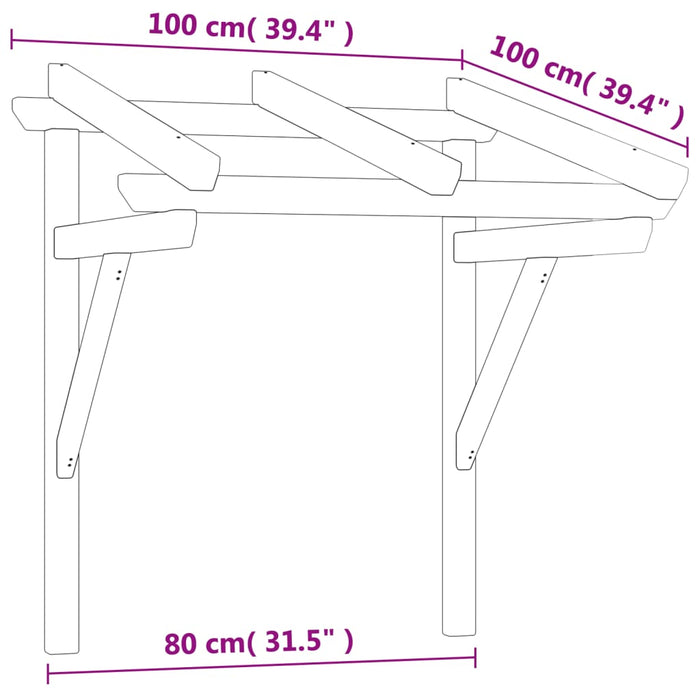Pensilina per Porta 100x100x80 cm Pino Massello Impregnato 318569