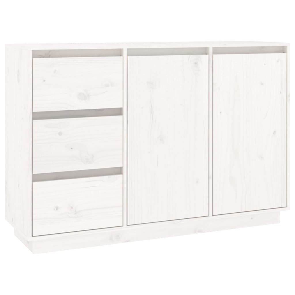 Credenza-Buffet-Armadio da cucina Bianca 111x34x75 cm in Legno Massello di Pino