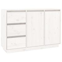 Credenza-Buffet-Armadio da cucina Bianca 111x34x75 cm in Legno Massello di Pino