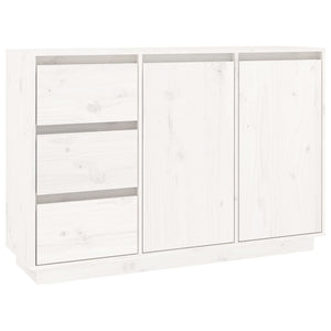 Credenza-Buffet-Armadio da cucina Bianca 111x34x75 cm in Legno Massello di Pino