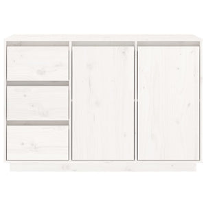 Credenza Bianca 111x34x75 cm in Legno Massello di Pino 813805