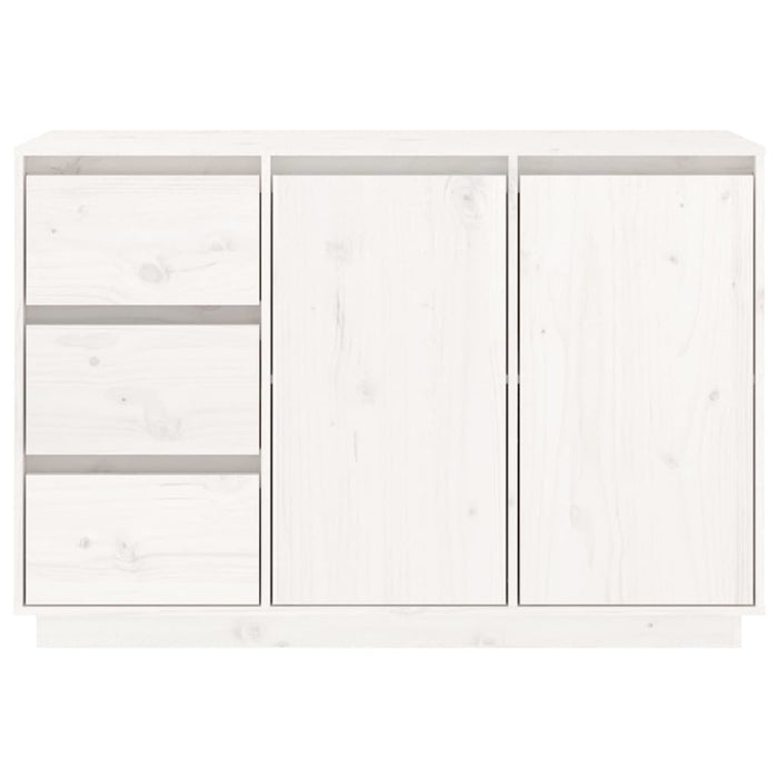Credenza Bianca 111x34x75 cm in Legno Massello di Pino 813805