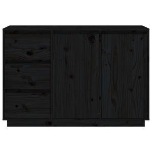 Credenza Nera 111x34x75 cm in Legno Massello di Pino 813808