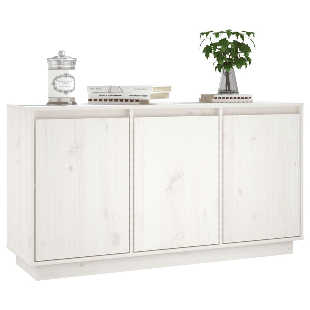 Credenza-Buffet-Armadio da cucina Bianca 111x34x60 cm in Legno Massello di Pino