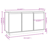 Credenza-Buffet-Armadio da cucina Bianca 111x34x60 cm in Legno Massello di Pino